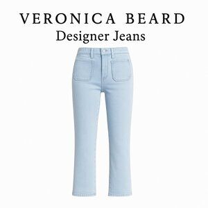 Veronica Beard Carly Kick Flare High Rise Jeans 27 Designer Denim Sky Blue